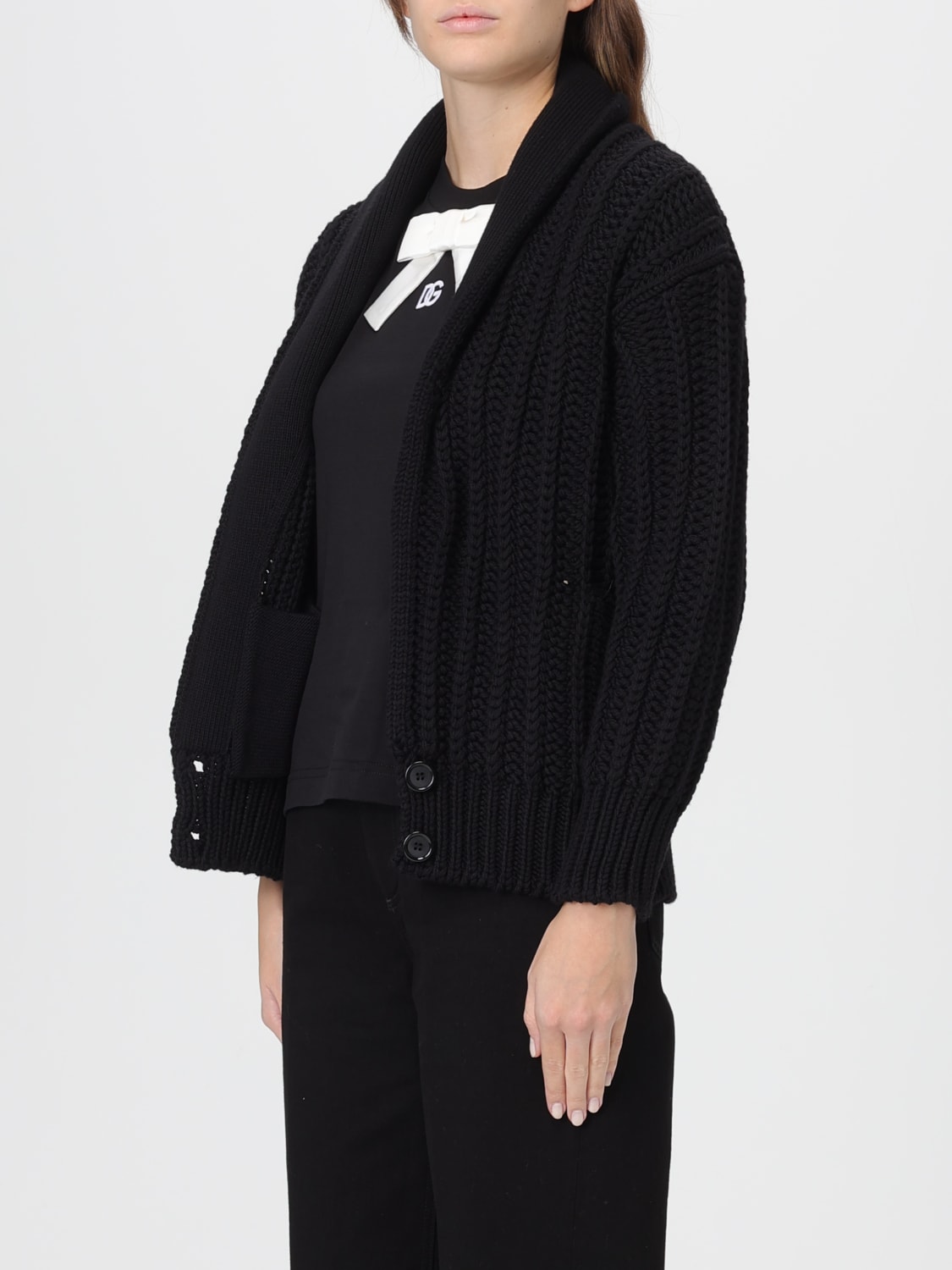 DOLCE & GABBANA MAGLIA: Cardigan in lana vergine Dolce & Gabbana, Nero - Img 4