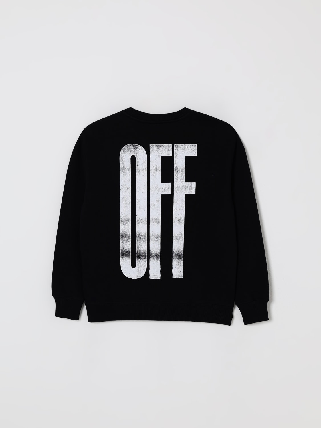 OFF-WHITE KIDS MAGLIA: Felpa a girocollo in cotone con maxi logo Off-white Kids, Nero - Img 2