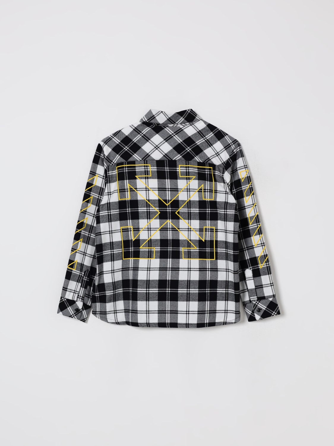 OFF-WHITE KIDS CAMICIA: Camicia Off-White Kids in cotone check con logo, Nero - Img 2