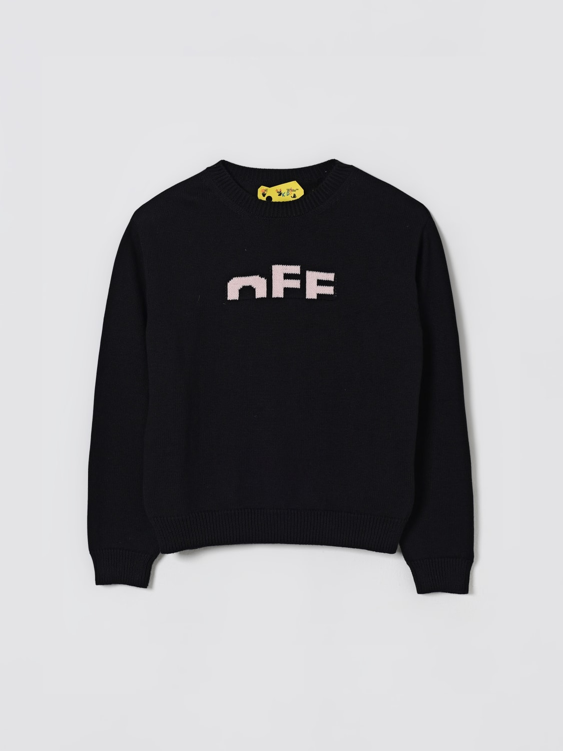 OFF-WHITE KIDS MAGLIA: Felpa a girocollo in cotone con logo Arrow Off-white Kids, Nero - Img 1