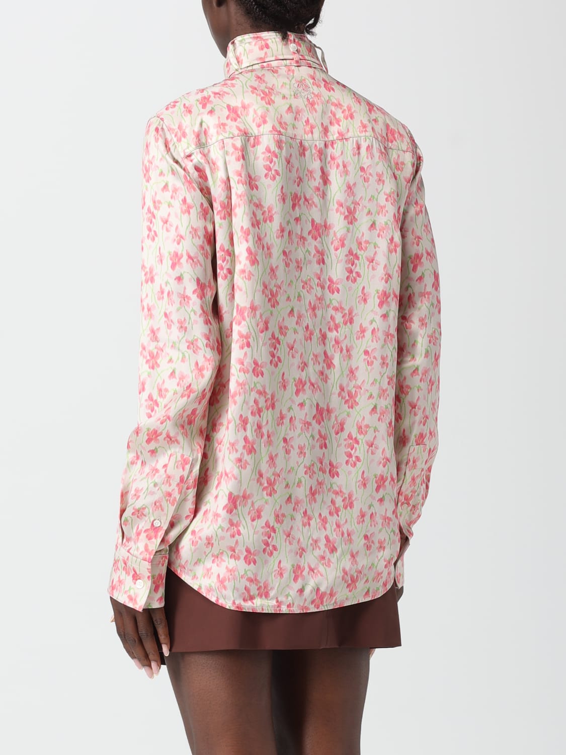 LOEWE CAMICIA: Camicia in raso di viscosa con stampa floreale Loewe, Rosa - Img 3