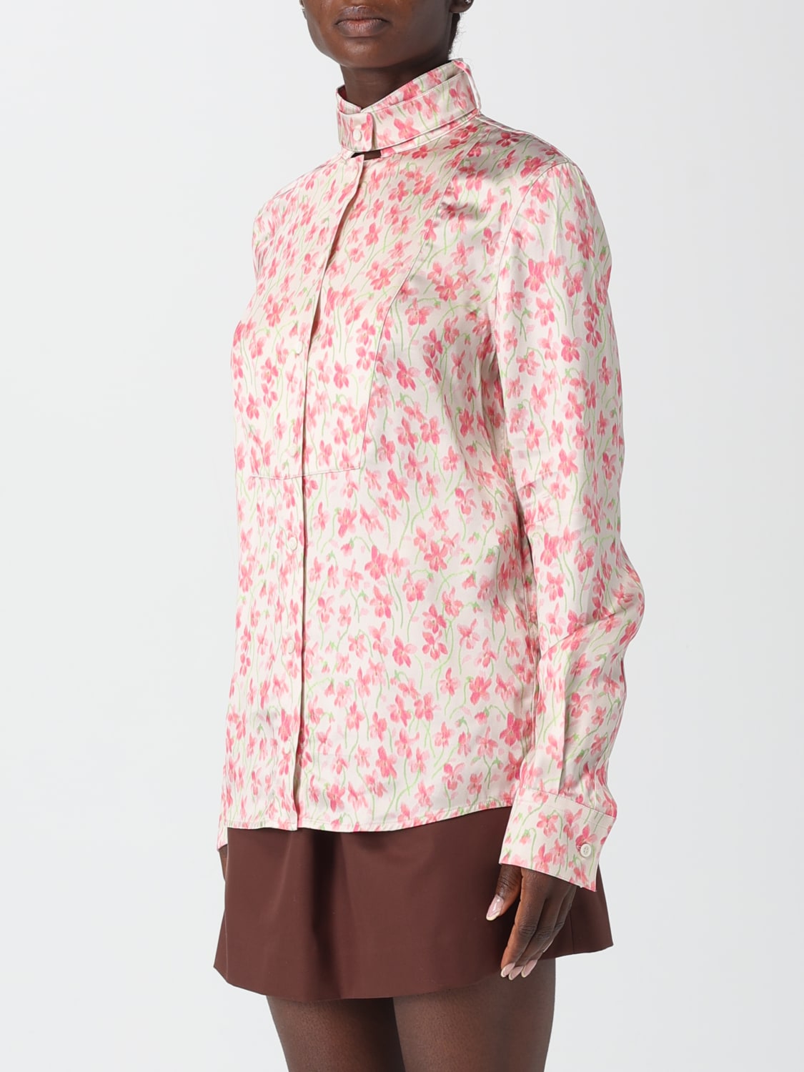 LOEWE CAMICIA: Camicia in raso di viscosa con stampa floreale Loewe, Rosa - Img 4