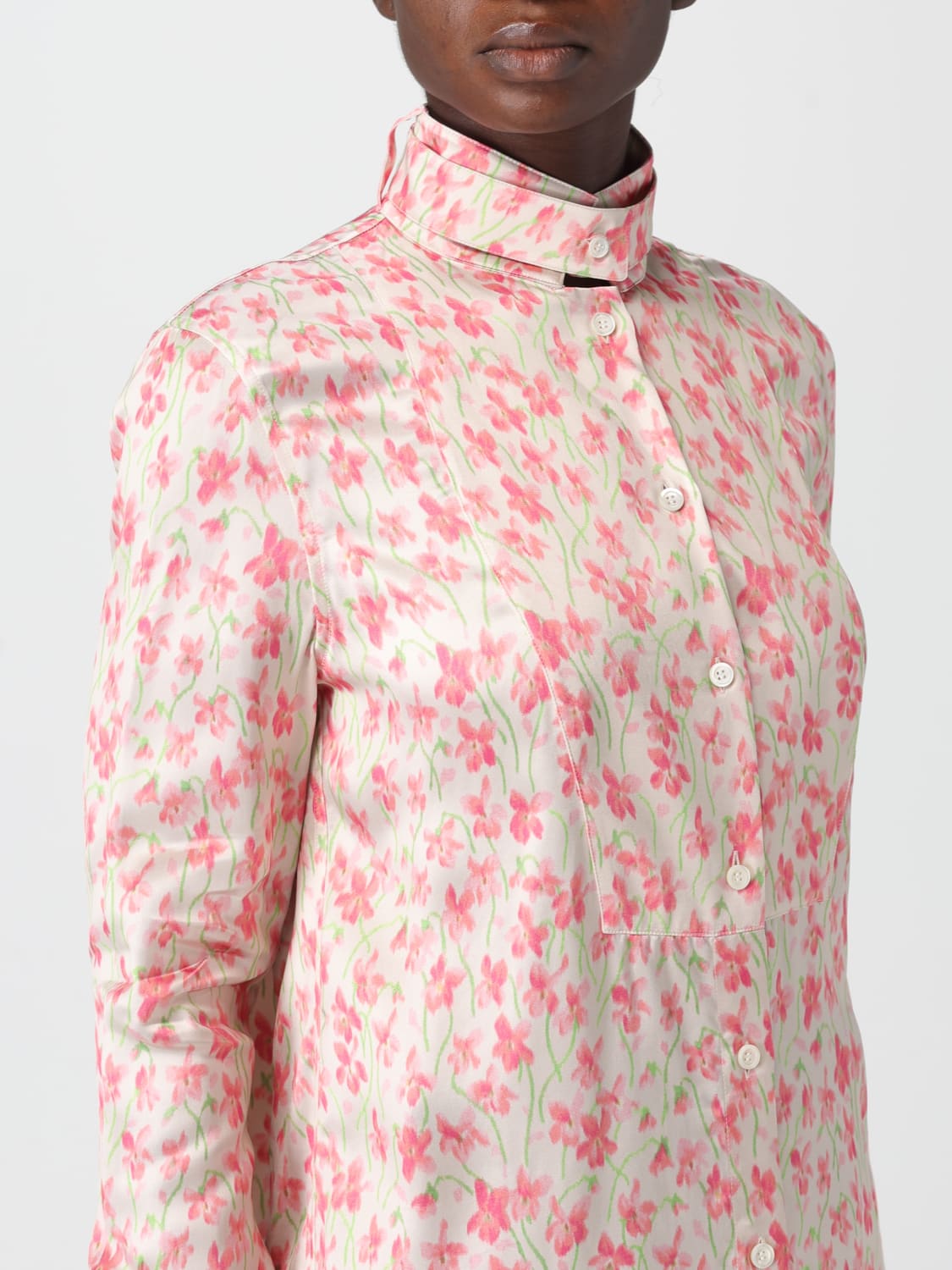 LOEWE CAMICIA: Camicia in raso di viscosa con stampa floreale Loewe, Rosa - Img 5