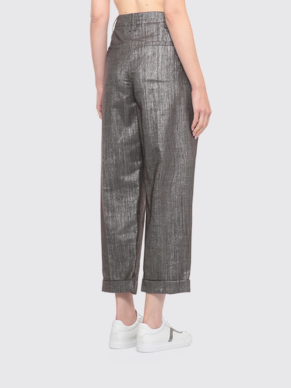 BRUNELLO CUCINELLI PANTALON: Pantalon femme Brunello Cucinelli, Argent - Img 3