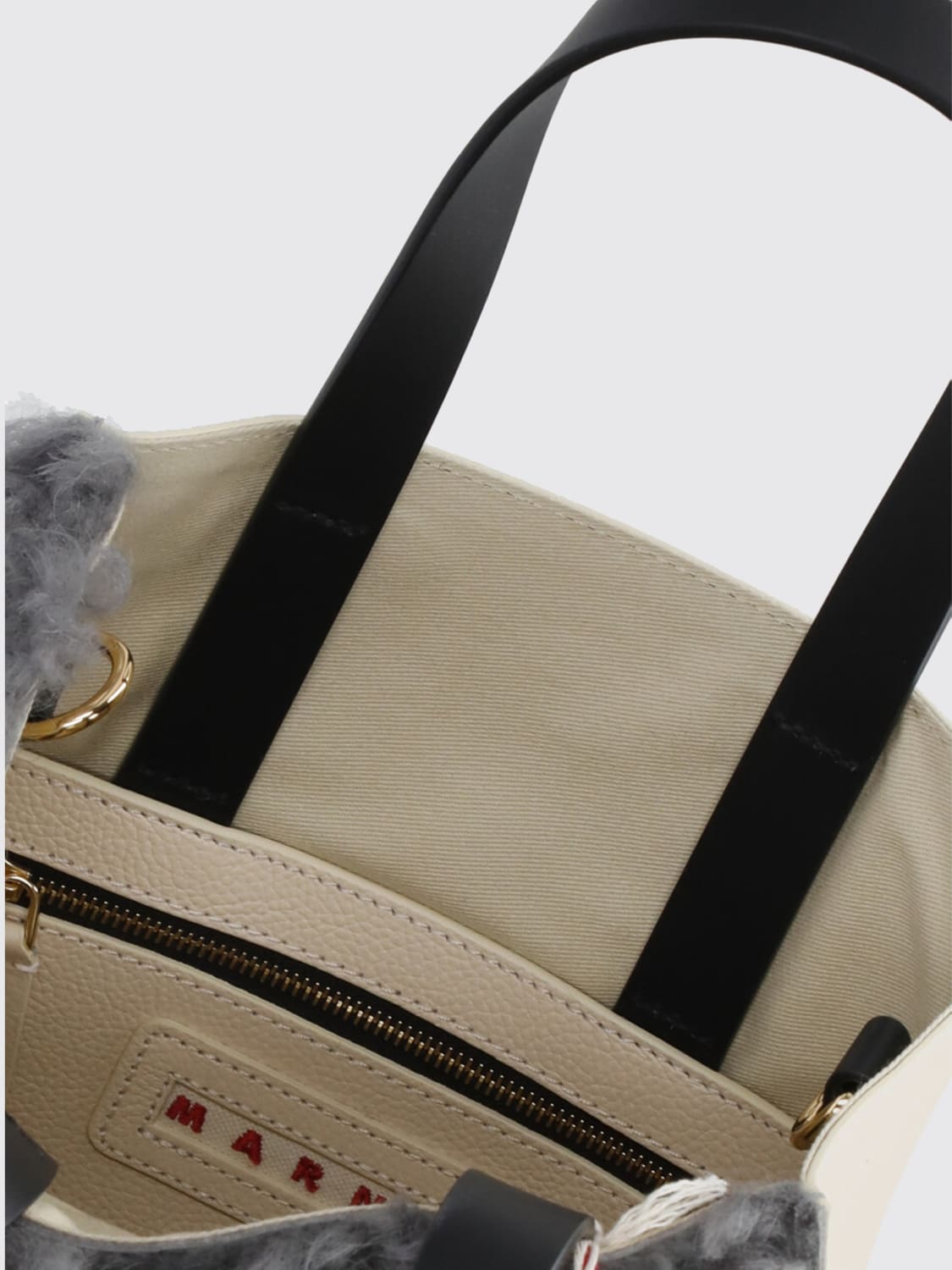 MARNI BORSA MINI: Borsa Museo Furry Mini Marni in shearling , Grigio - Img 5