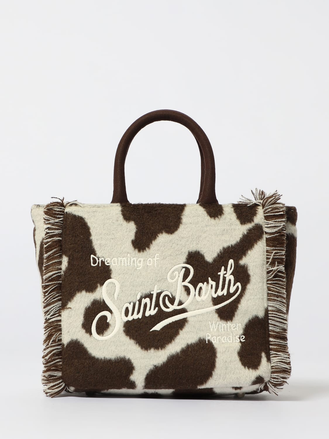 MC2 SAINT BARTH BORSA MINI: Borsa Vanity Mini Mc2 Saint Barth in feltro stampa muccata, Bianco - Img 1