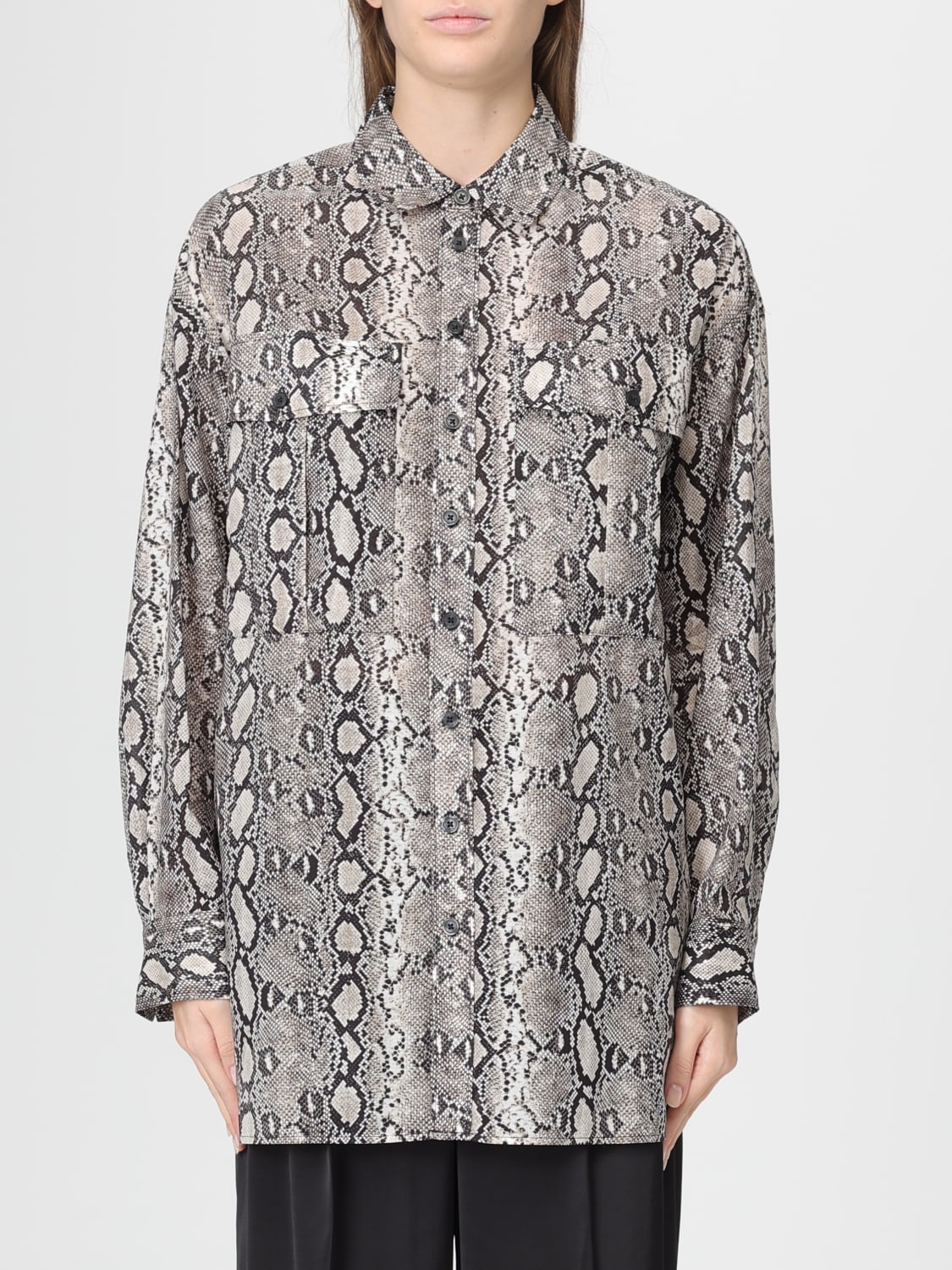 MICHAEL KORS CAMICIA: Camicia Michael Kors con stampa effetto pelle di serpente , Ecru - Img 1