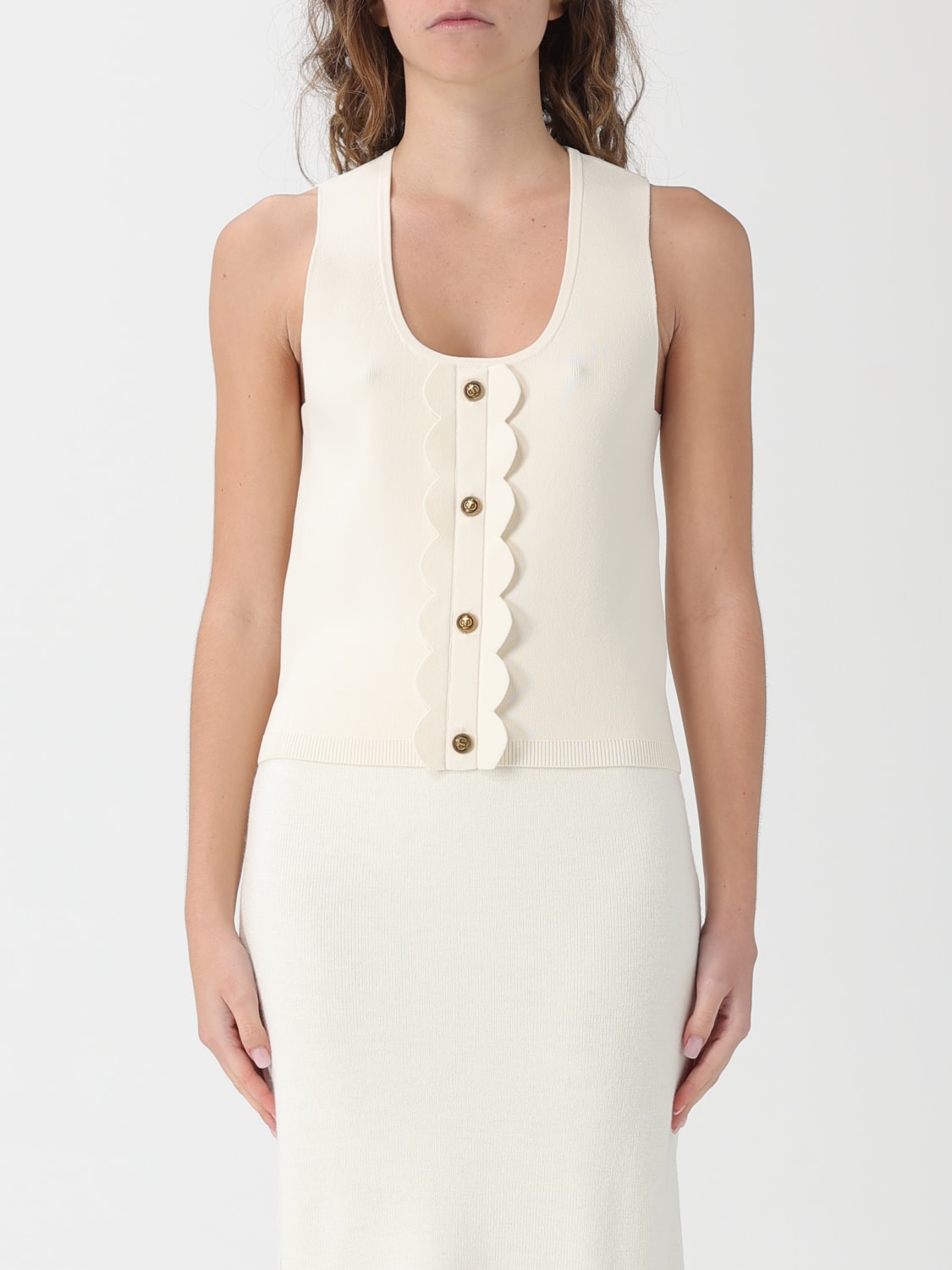 TWINSET TOP: Top Twinset in viscosa, Panna - Img 1