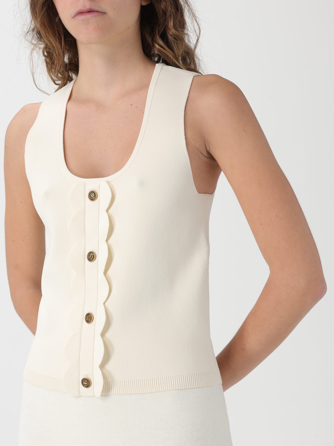 TWINSET TOP: Top Twinset in viscosa, Panna - Img 3