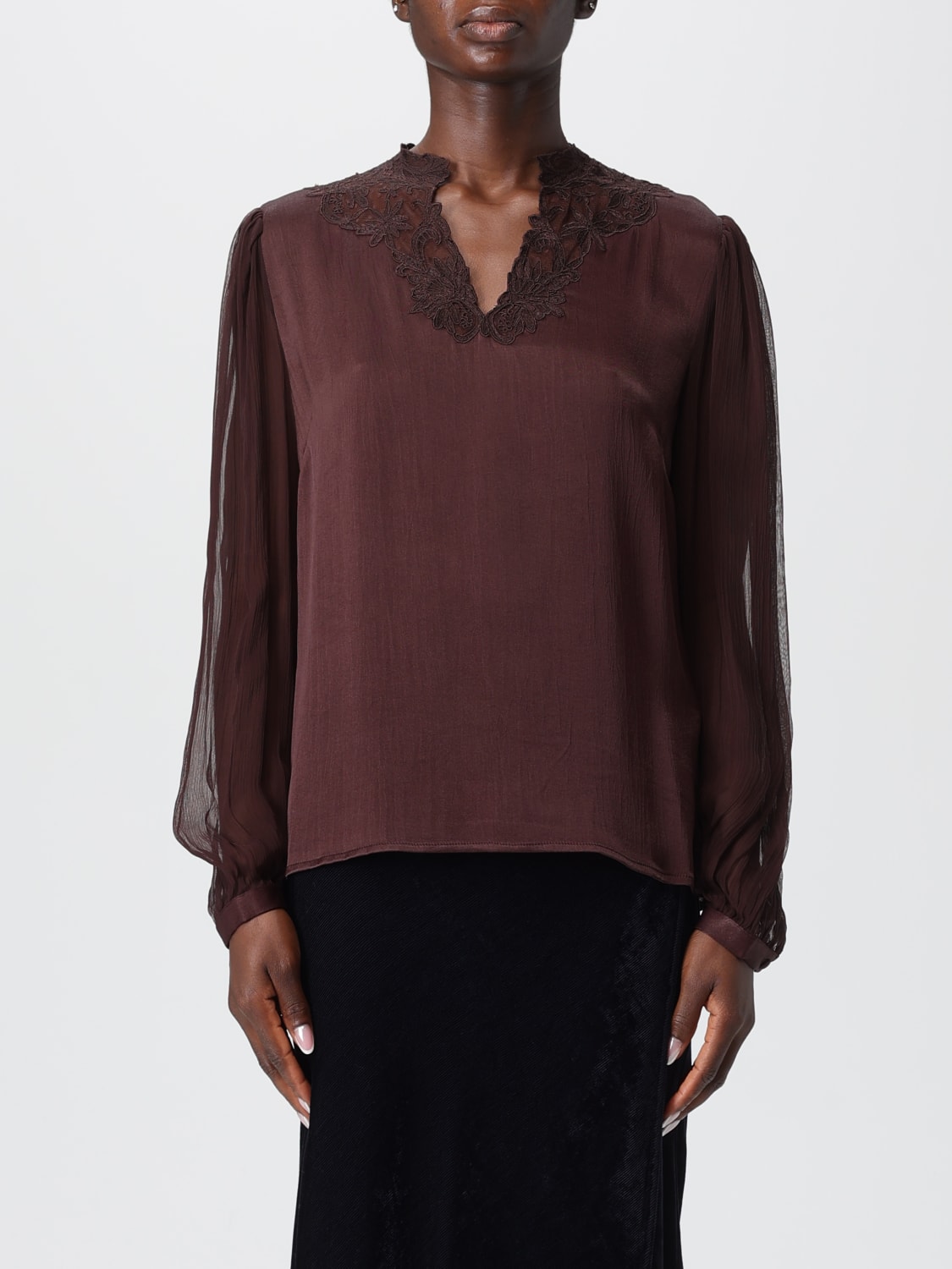 TWINSET TOP: Sweatshirt woman Twinset, Brown - Img 1