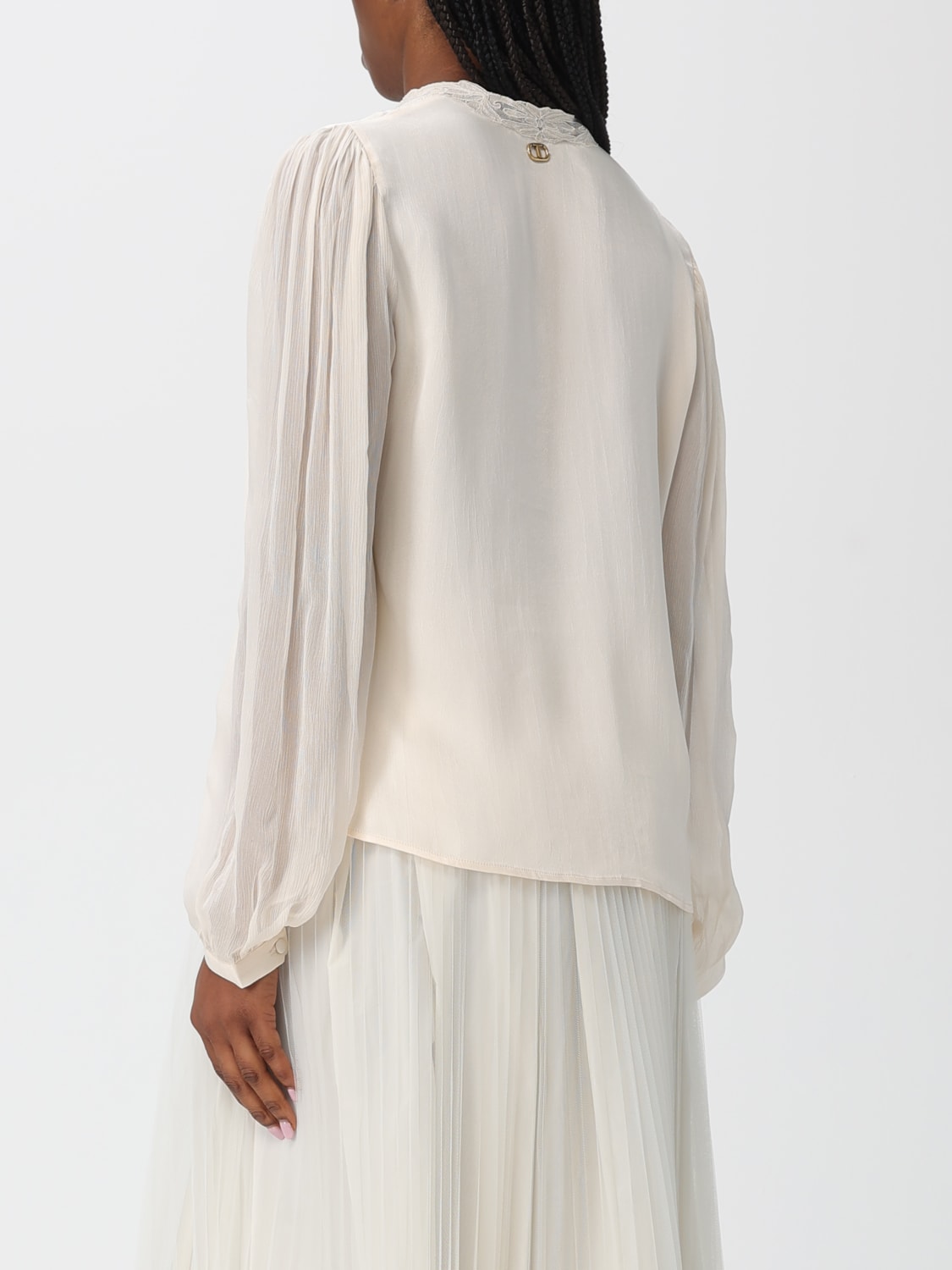 TWINSET TOP: Blusa Twinset in misto viscosa con inserto , Naturale - Img 2
