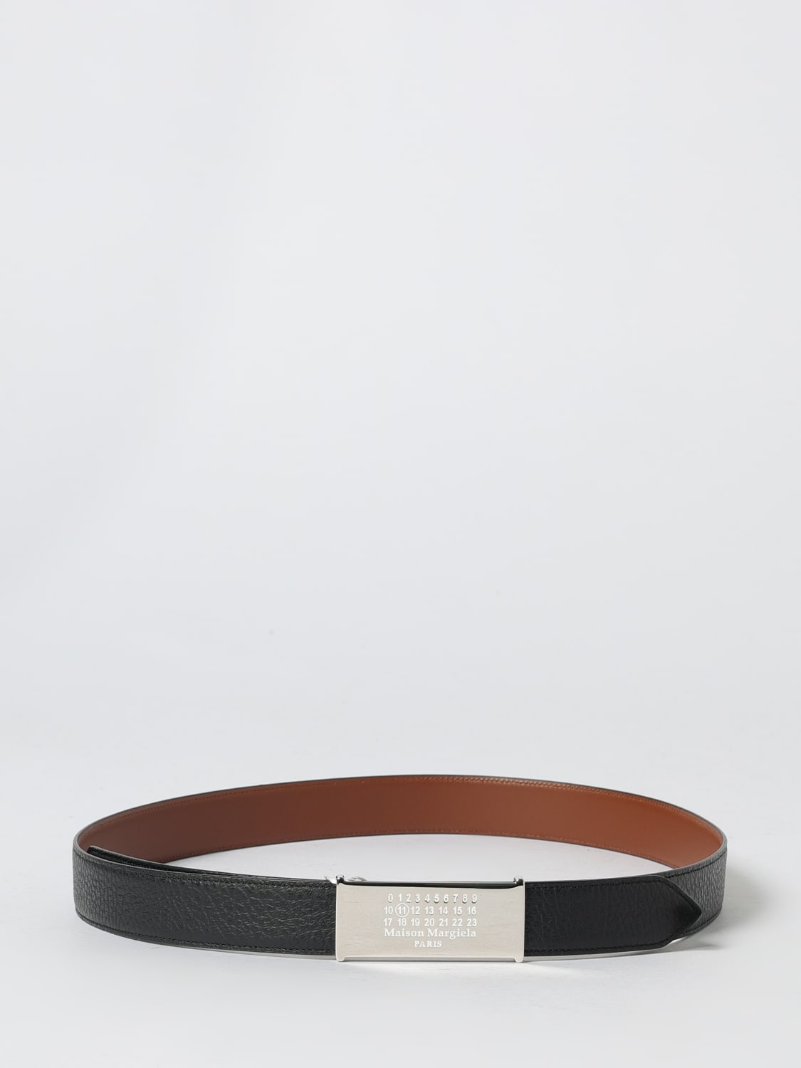 MAISON MARGIELA CINTURA: Cintura Numeric Maison Margiela in pelle a grana , Nero - Img 2