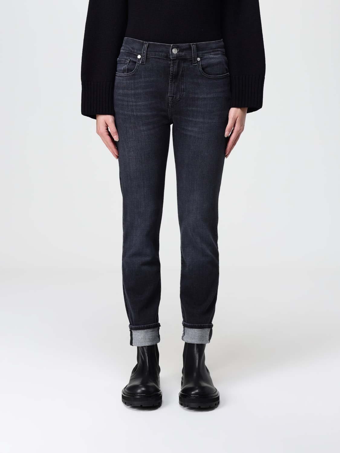 7 FOR ALL MANKIND JEANS: Jeans woman 7 For All Mankind, Black - Img 1