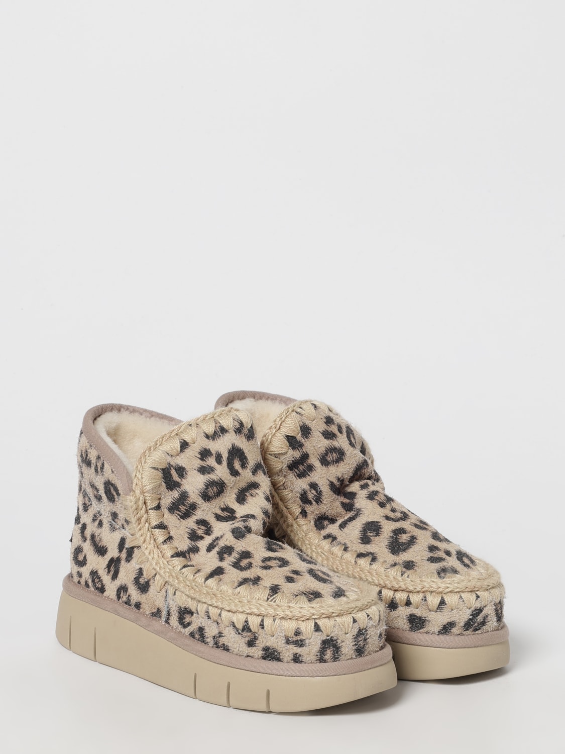 MOU BOOTS: Flat ankle boot woman Mou, Beige - Img 2