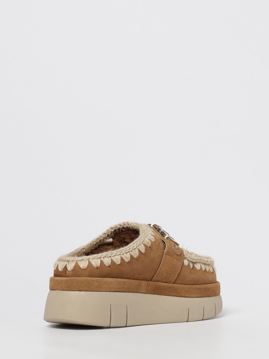 MOU SCARPE: Slippers Bounce Welt Mou in camoscio con cuciture di lana , Marrone - Img 3