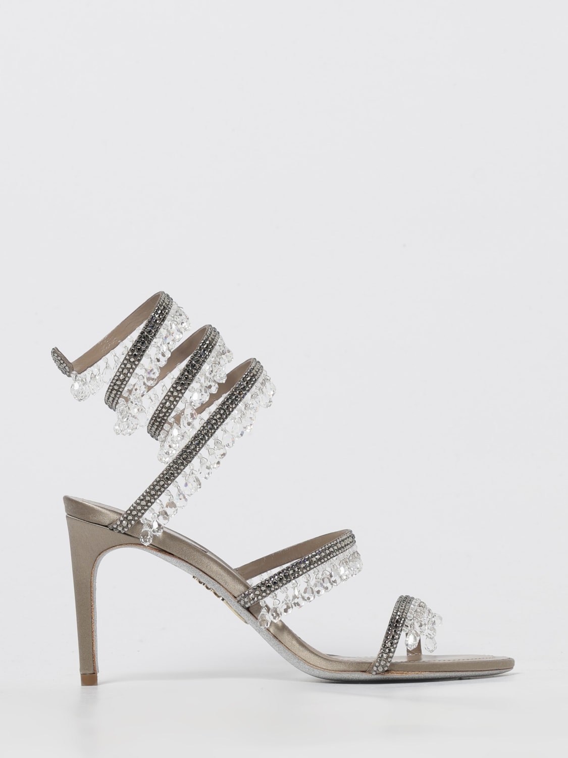 RENE CAOVILLA HEELED SANDAL: Heeled sandal woman Rene Caovilla, Grey - Img 1