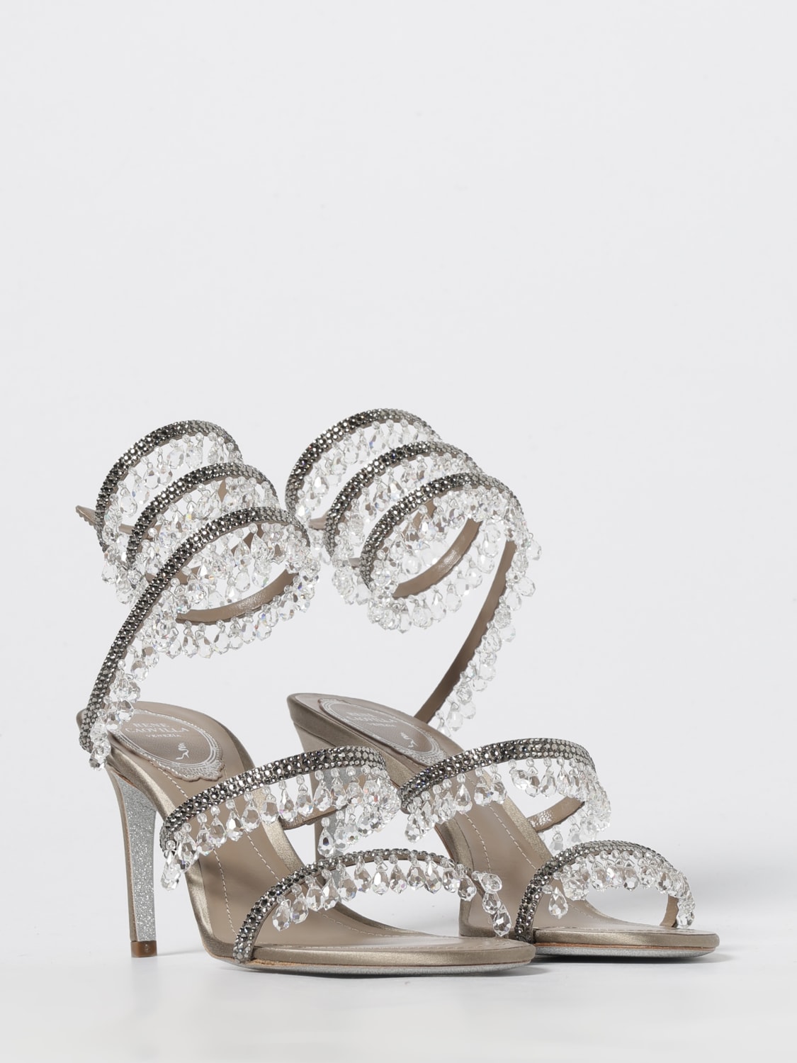 RENE CAOVILLA HEELED SANDAL: Heeled sandal woman Rene Caovilla, Grey - Img 2