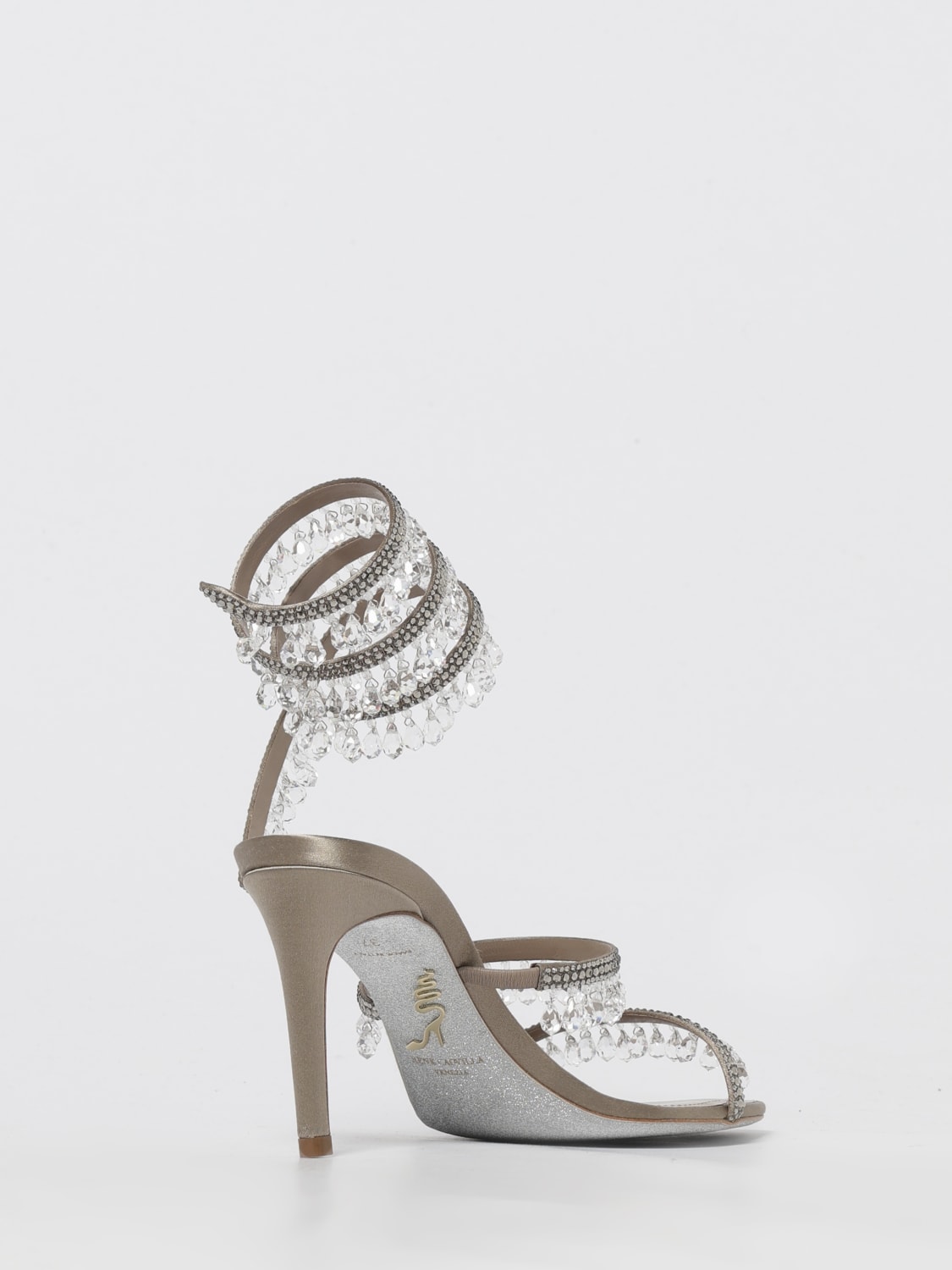 RENE CAOVILLA HEELED SANDAL: Heeled sandal woman Rene Caovilla, Grey - Img 3
