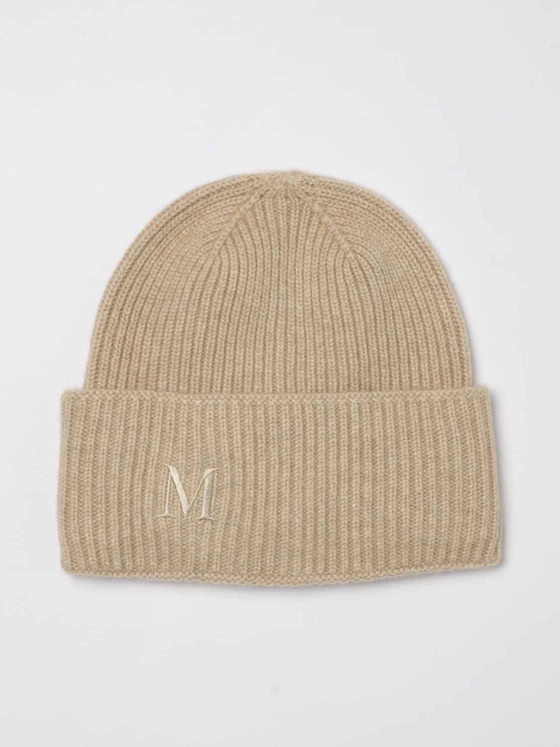 MAX MARA CAPPELLO: Cappello Mmretina Max Mara in cashmere a coste , Beige - Img 1