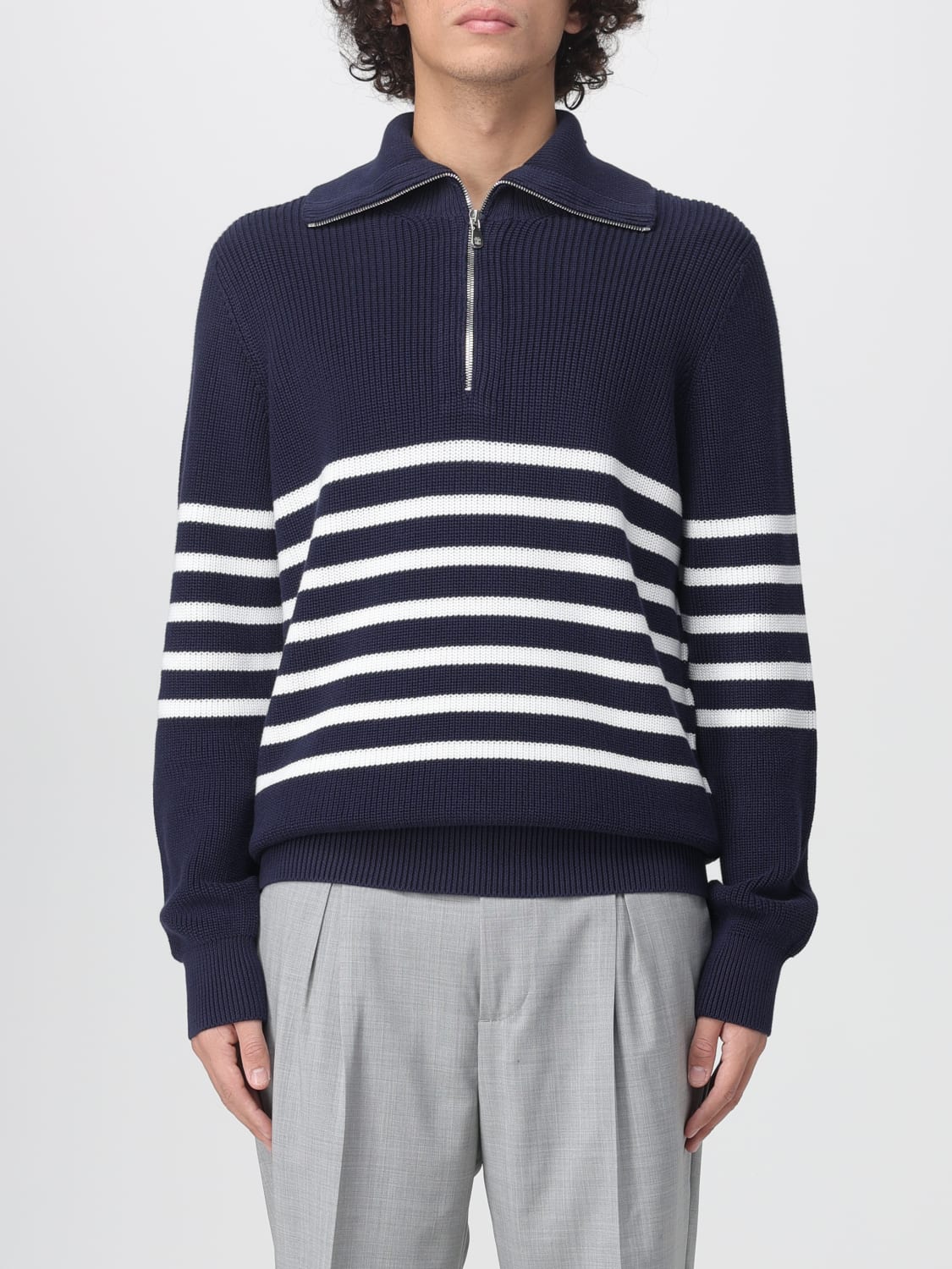 BRUNELLO CUCINELLI SWEATER: Brunello Cucinelli men's half-zip sweater, Blue - Img 1