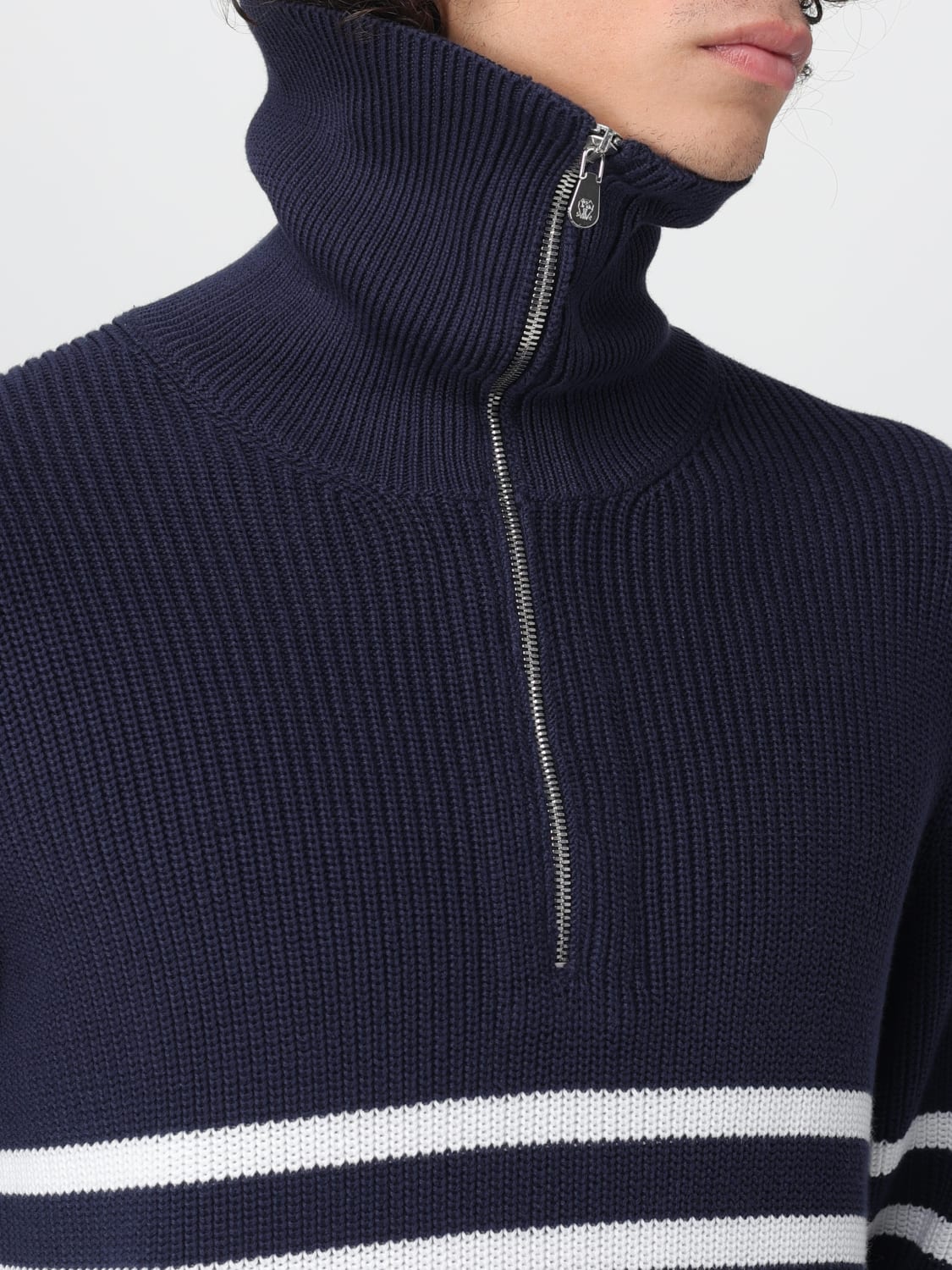 BRUNELLO CUCINELLI SWEATER: Brunello Cucinelli men's half-zip sweater, Blue - Img 5