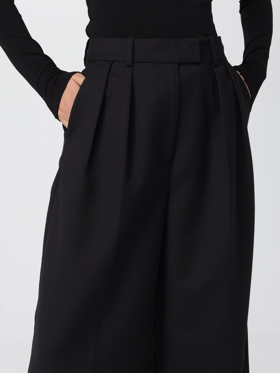 ANINE BING PANTALONI: Pantalone wide-leg Anine Bing in misto lana , Nero - Img 5