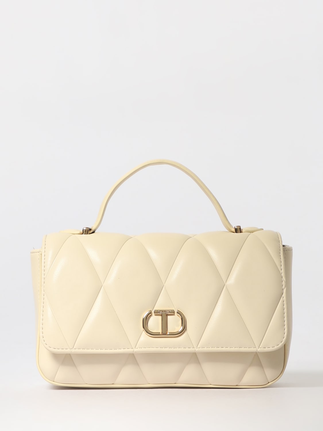 TWINSET BORSA A MANO: Borsa Twinset in pelle sintetica trapuntato , Panna - Img 1