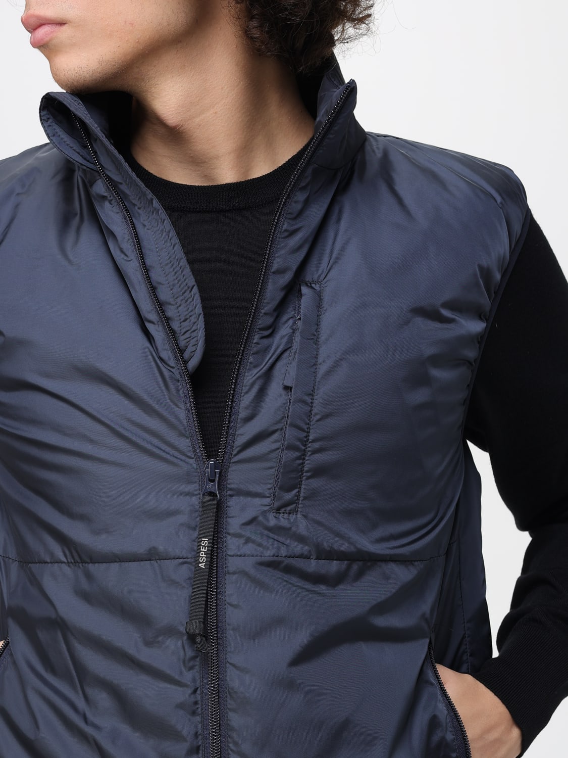 ASPESI SUIT VEST: Coat men Aspesi, Blue - Img 4