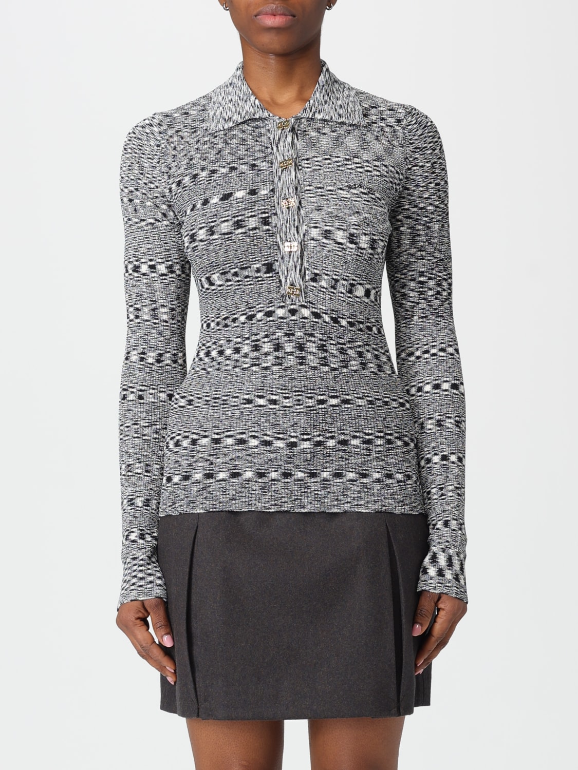 GANNI POLO SHIRT: Sweater woman Ganni, Black - Img 1