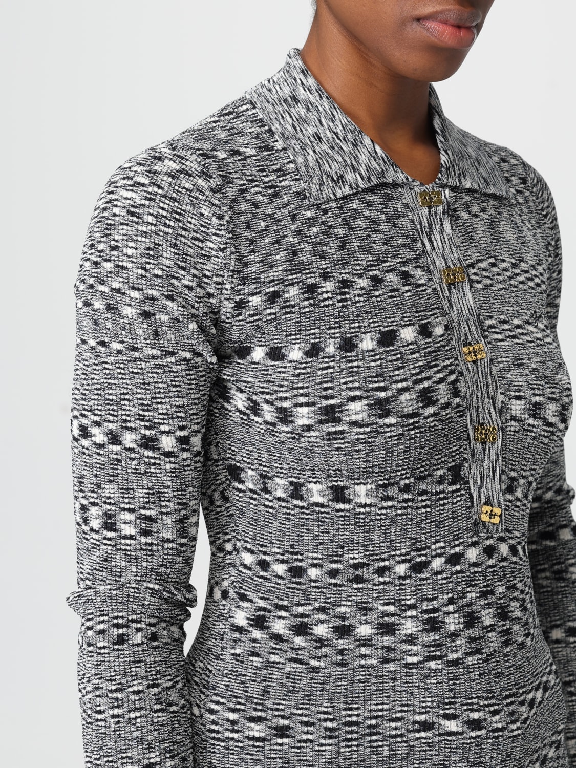 GANNI POLO SHIRT: Sweater woman Ganni, Black - Img 3