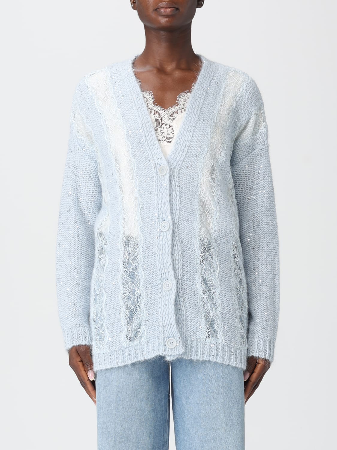 ERMANNO FIRENZE JERSEY: Cárdigan mujer Ermanno Firenze, Azul Claro - Img 1