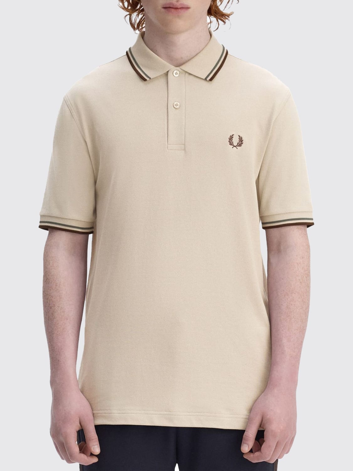 FRED PERRY POLO: Polo in cotone con logo Fred Perry, Avorio - Img 1