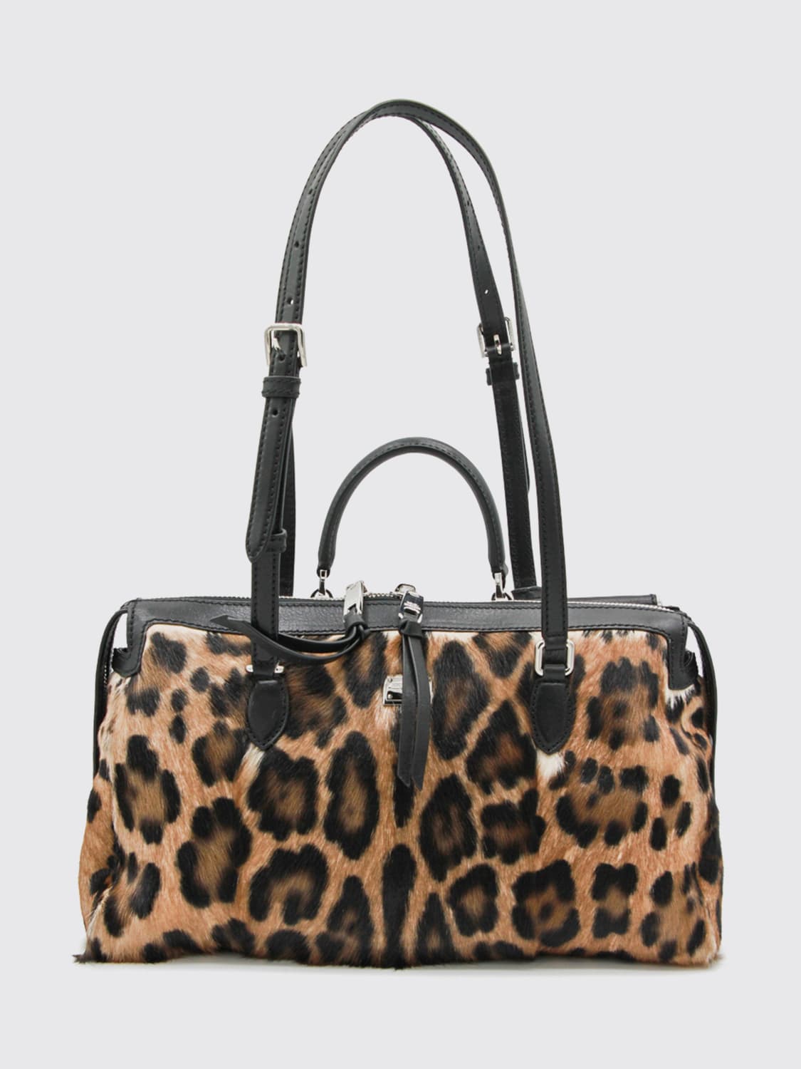 DOLCE & GABBANA BORSA A SPALLA: Borsa Vittoria Dolce & Gabbana in cavallino animalier e pelle , Marrone - Img 1