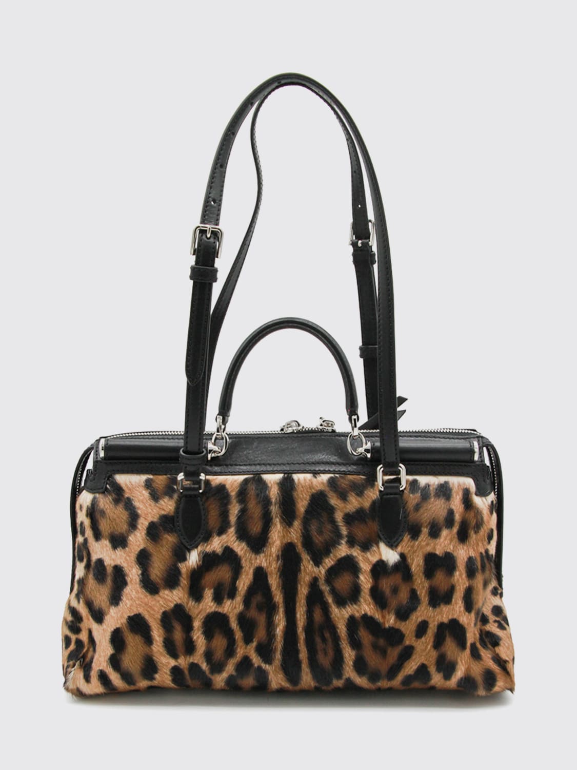 DOLCE & GABBANA BORSA A SPALLA: Borsa Vittoria Dolce & Gabbana in cavallino animalier e pelle , Marrone - Img 2
