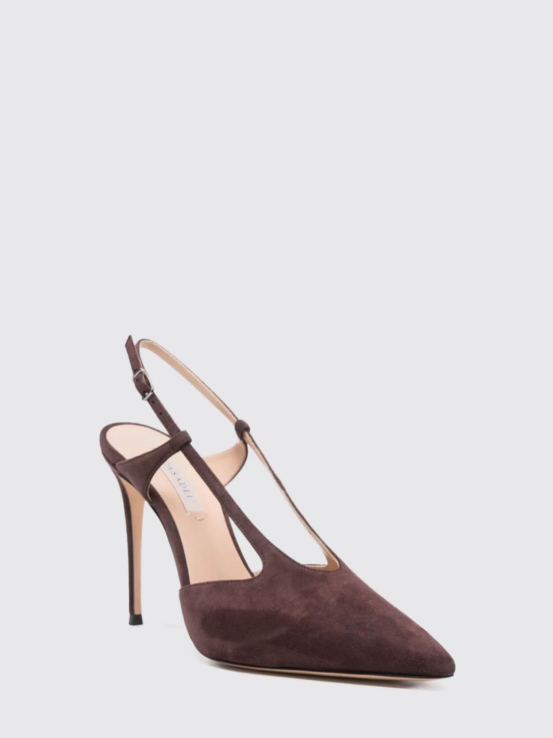 CASADEI DÉCOLLETÉ: Slingback Julia Casadei in camoscio , Marrone - Img 2