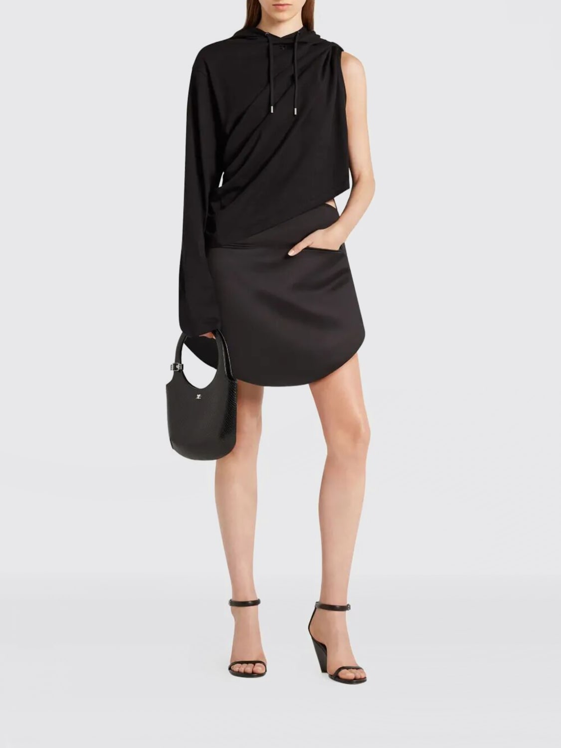 COURRÈGES FELPA: Felpa con cappuccio Courrèges in cotone , Nero - Img 2