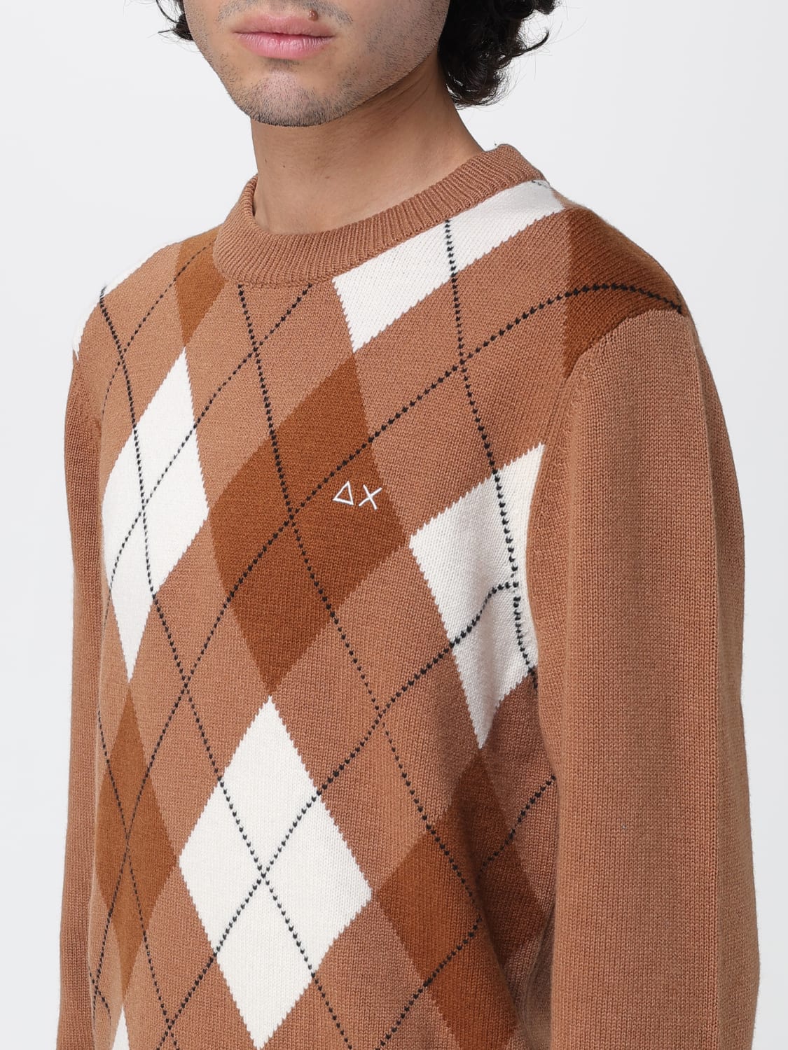 SUN68 MAGLIA: Maglia a girocollo a rombi SUN68 in lana, Sabbia - Img 3