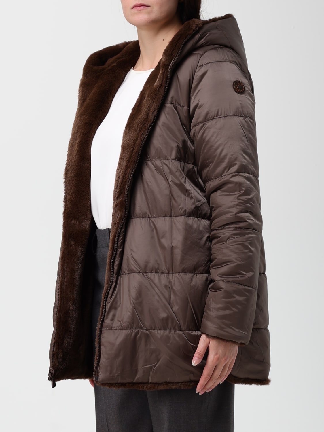 SAVE THE DUCK PELZMANTEL: Mantel damen Save The Duck, Kakao - Img 3