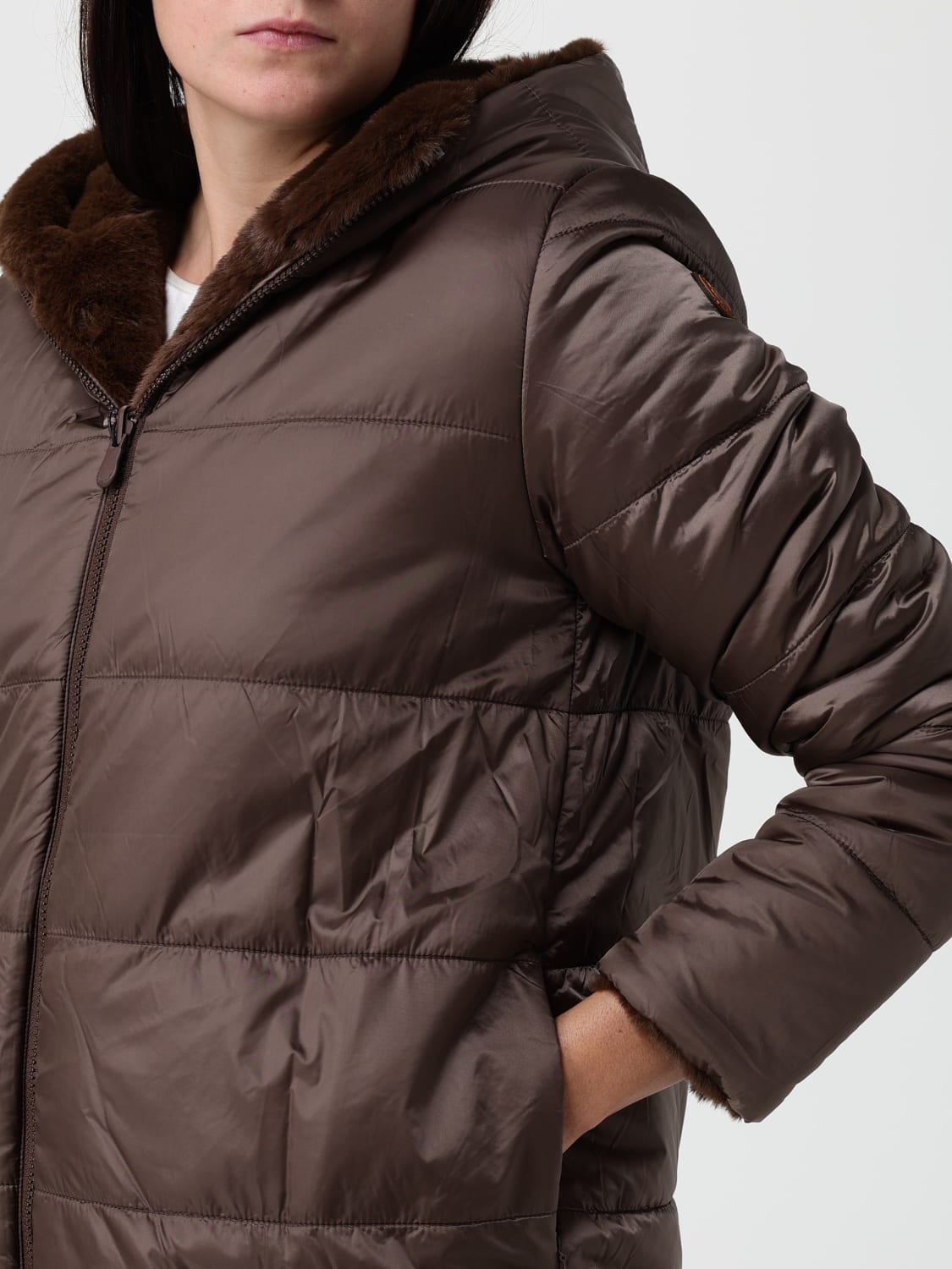 SAVE THE DUCK PELZMANTEL: Mantel damen Save The Duck, Kakao - Img 4