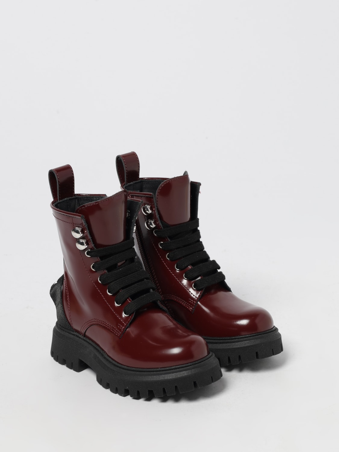 BARROW KIDS SCARPE: Stivaletto Combat Barrow Kids in pelle spazzolata , Marrone - Img 2