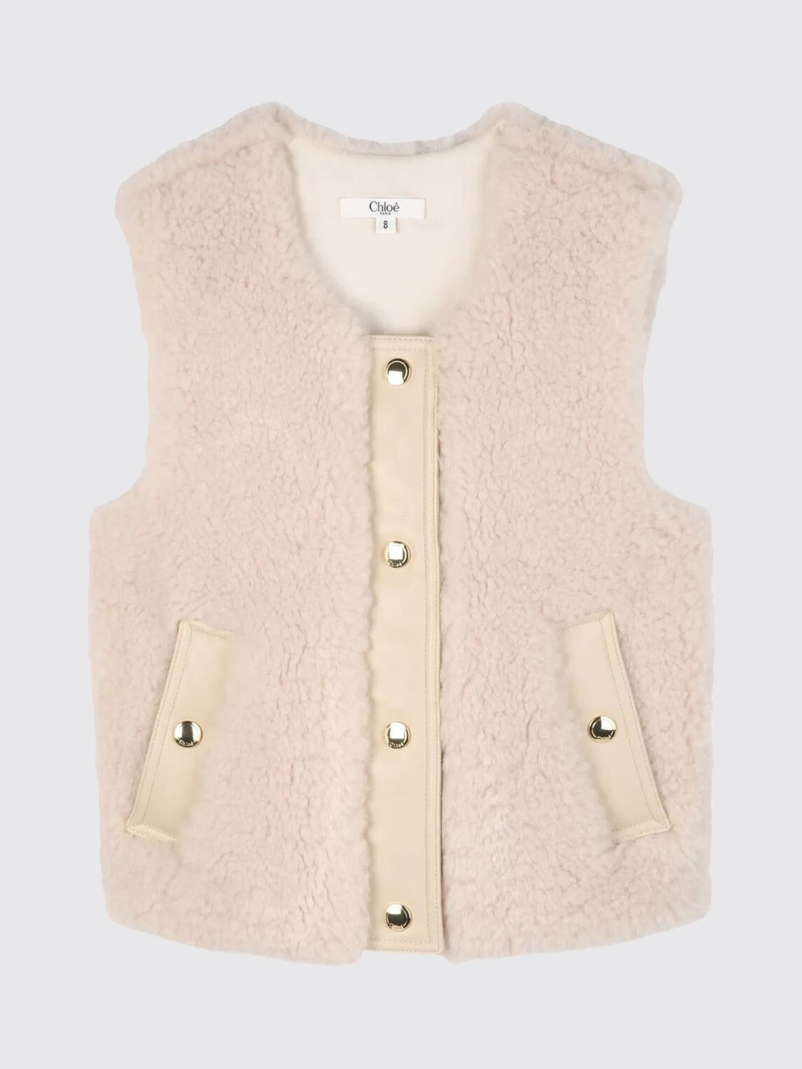 CHLOÉ GILET: Gilet in pelliccia sintetica Chloé, Beige - Img 1