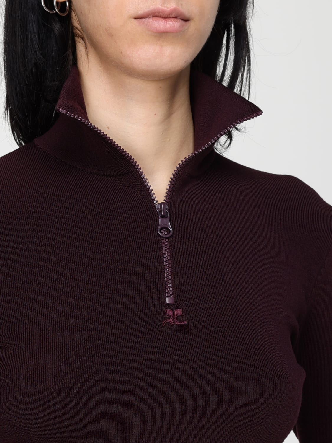 COURRÈGES SWEATER: Sweater woman CourrÈges, Burgundy - Img 4