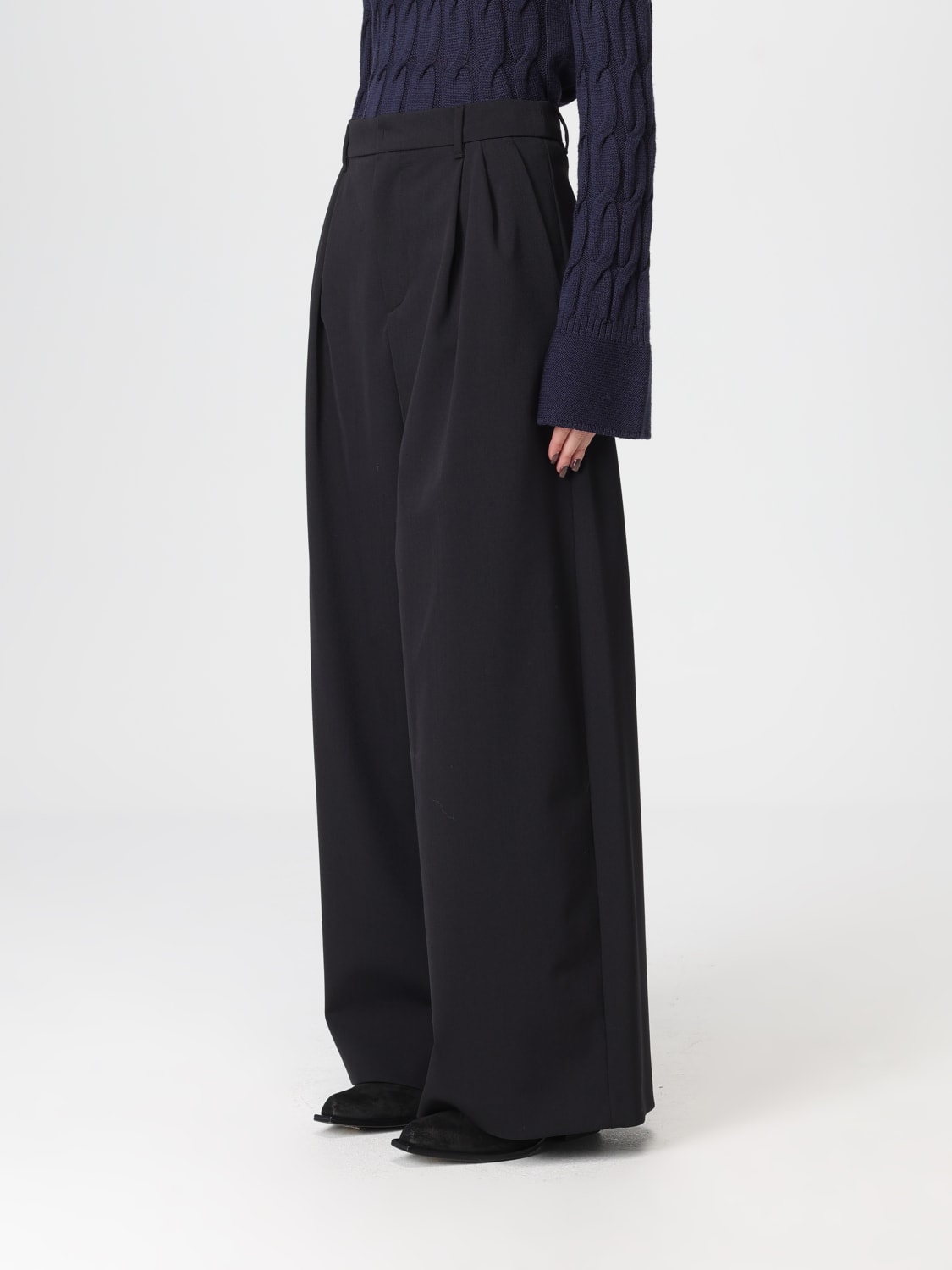 'S MAX MARA PANTALONI: Pantalone palazzo 'S Max Mara in misto lana , Nero - Img 3