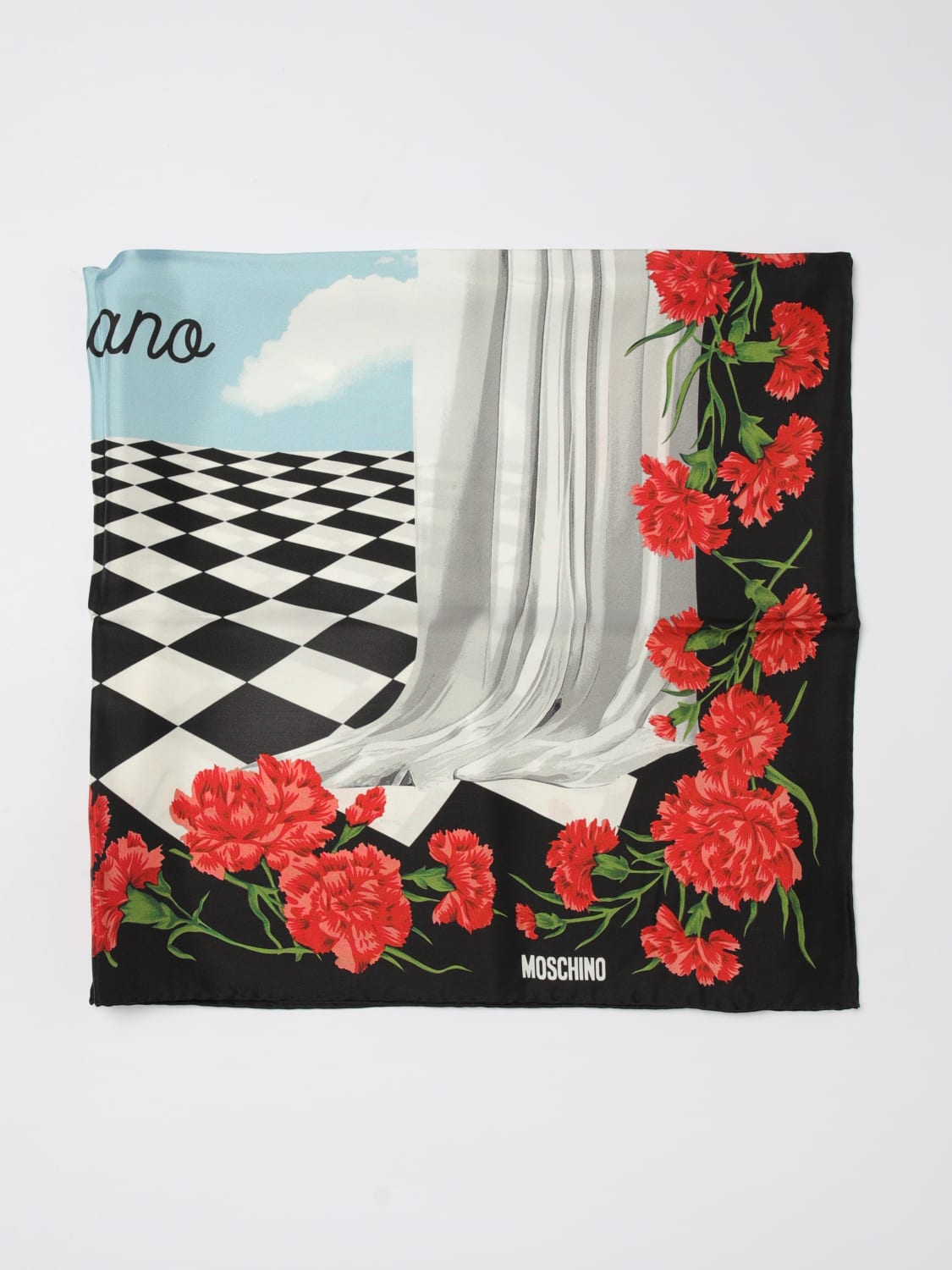 MOSCHINO COUTURE FOULARD: Foulard Moschino Couture in seta stampata , Nero - Img 1