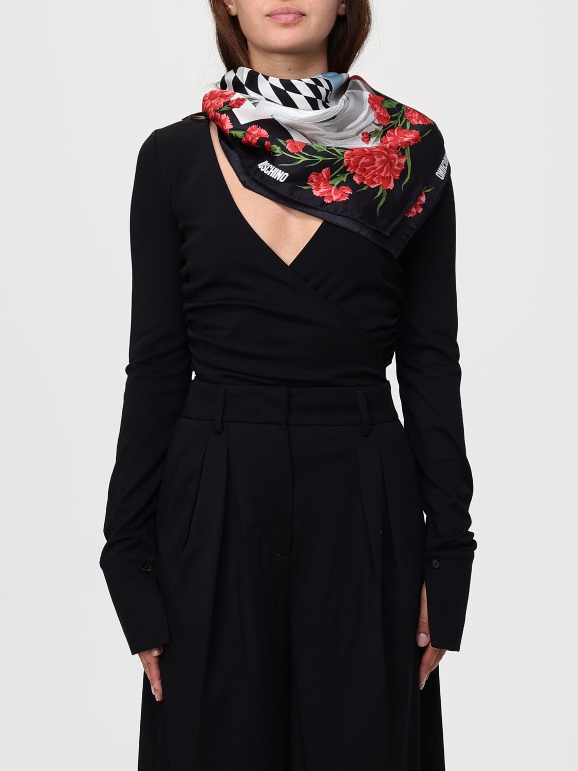 MOSCHINO COUTURE FOULARD: Foulard Moschino Couture in seta stampata , Nero - Img 2
