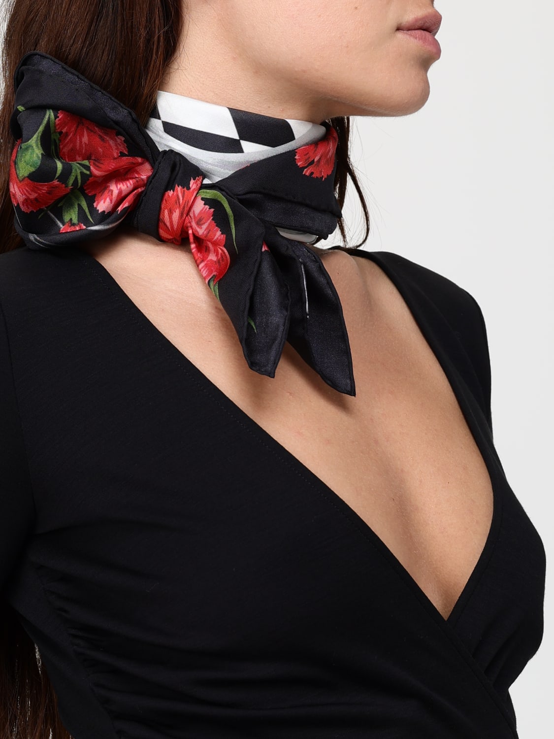 MOSCHINO COUTURE FOULARD: Foulard Moschino Couture in seta stampata , Nero - Img 4