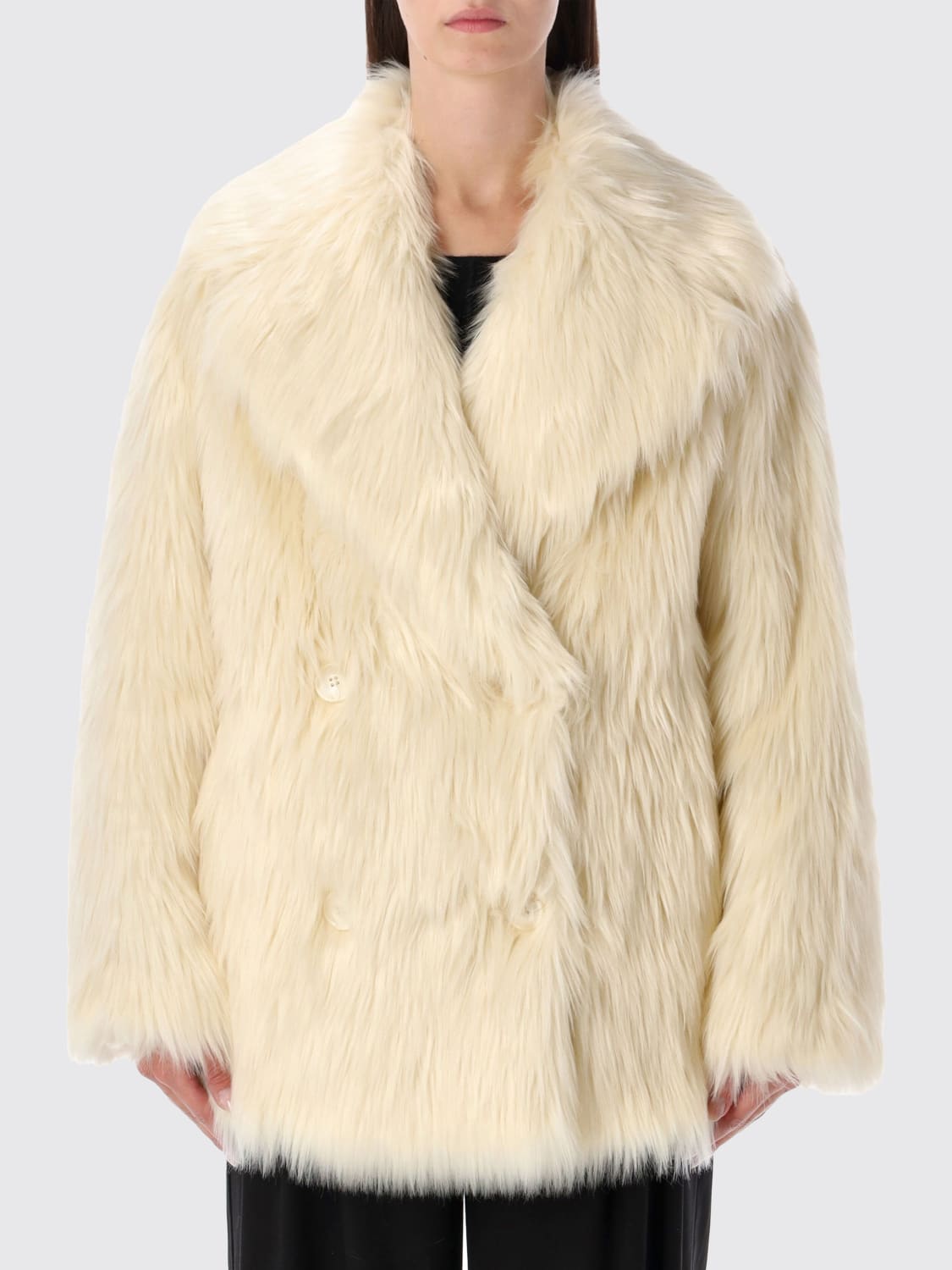 STAND STUDIO FUR COAT: Coat woman Stand Studio, White - Img 1