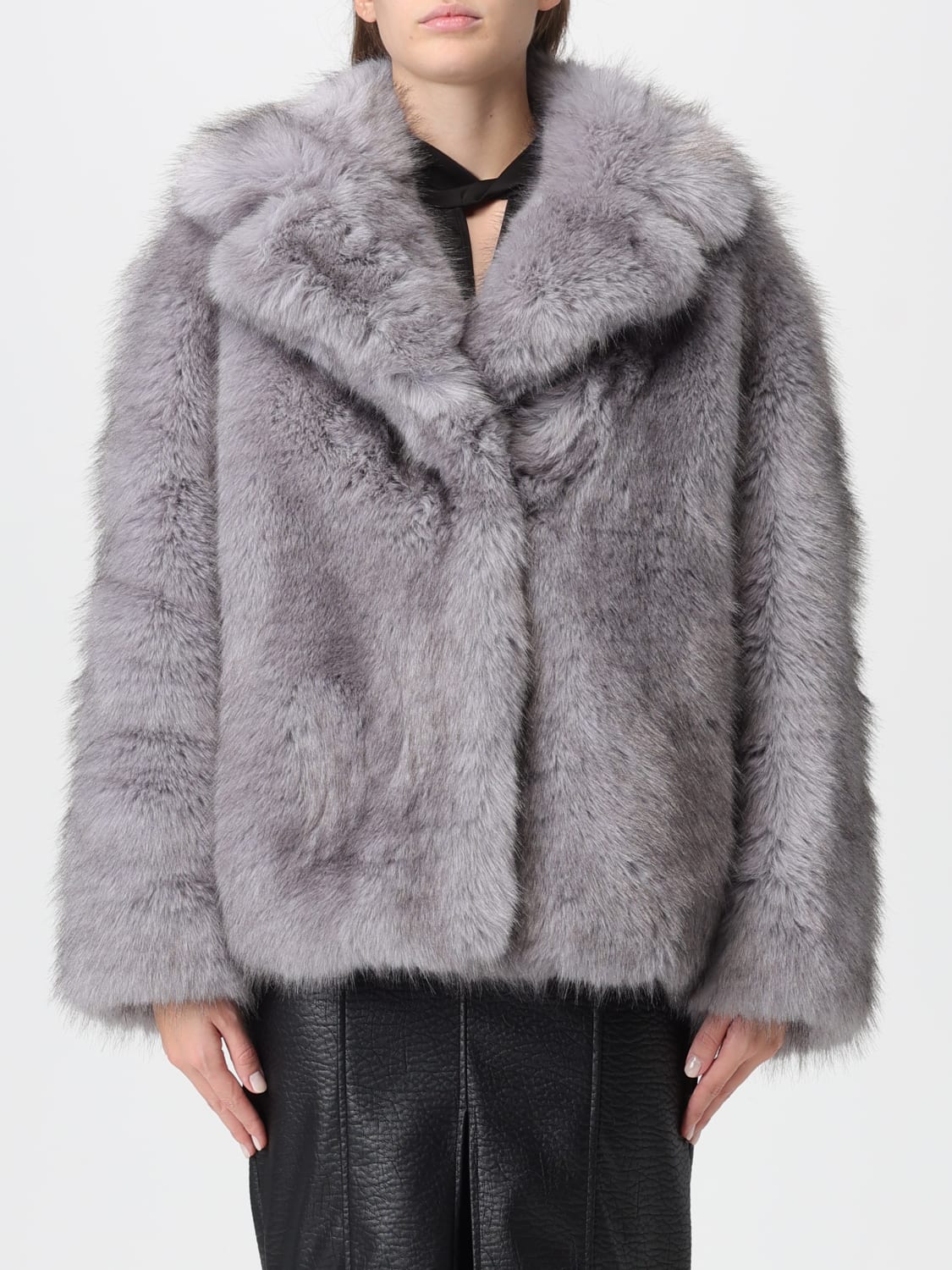 STAND STUDIO FUR COAT: Jacket Stand Studio, Grey - Img 1