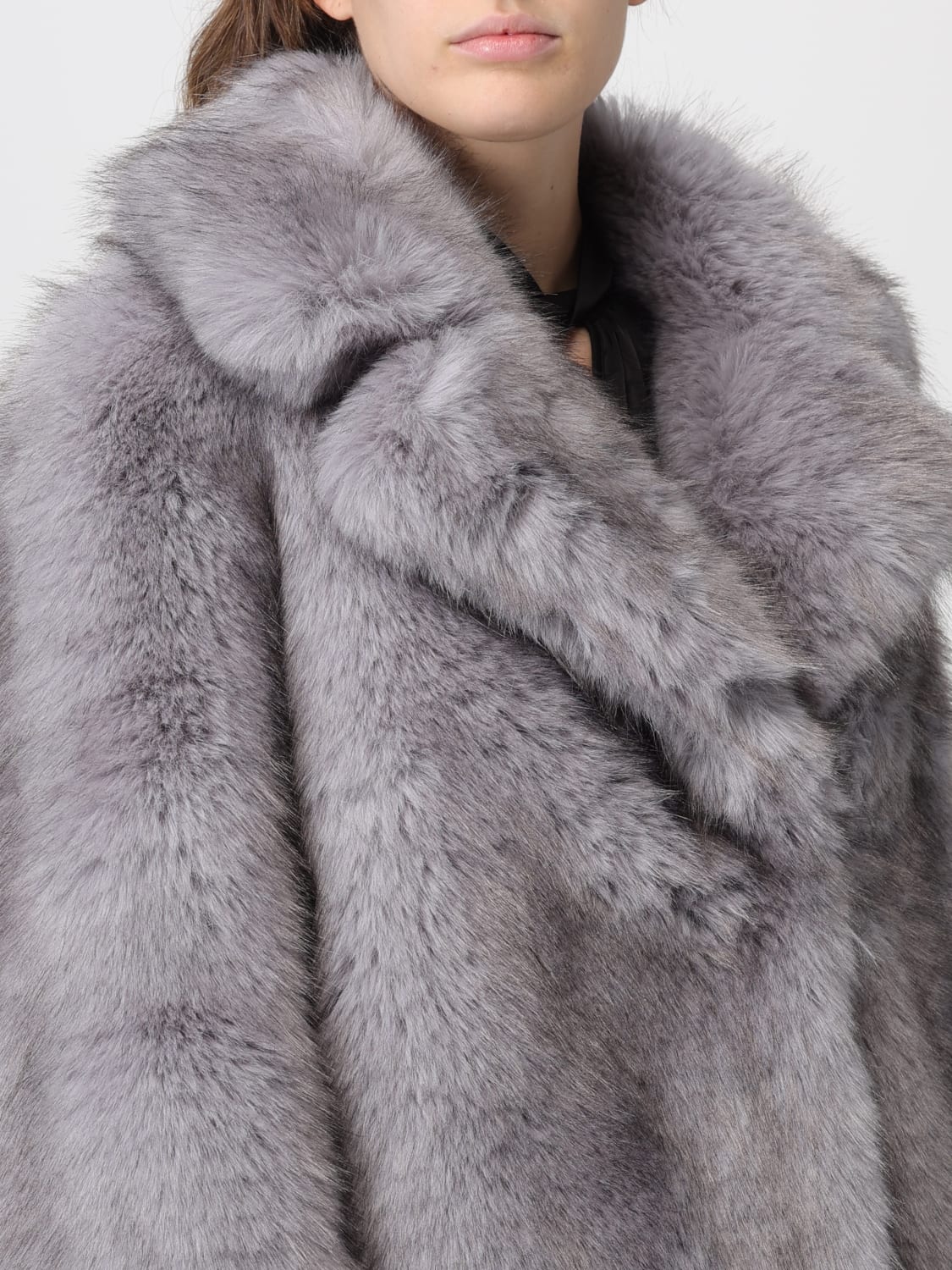 STAND STUDIO FUR COAT: Jacket Stand Studio, Grey - Img 4