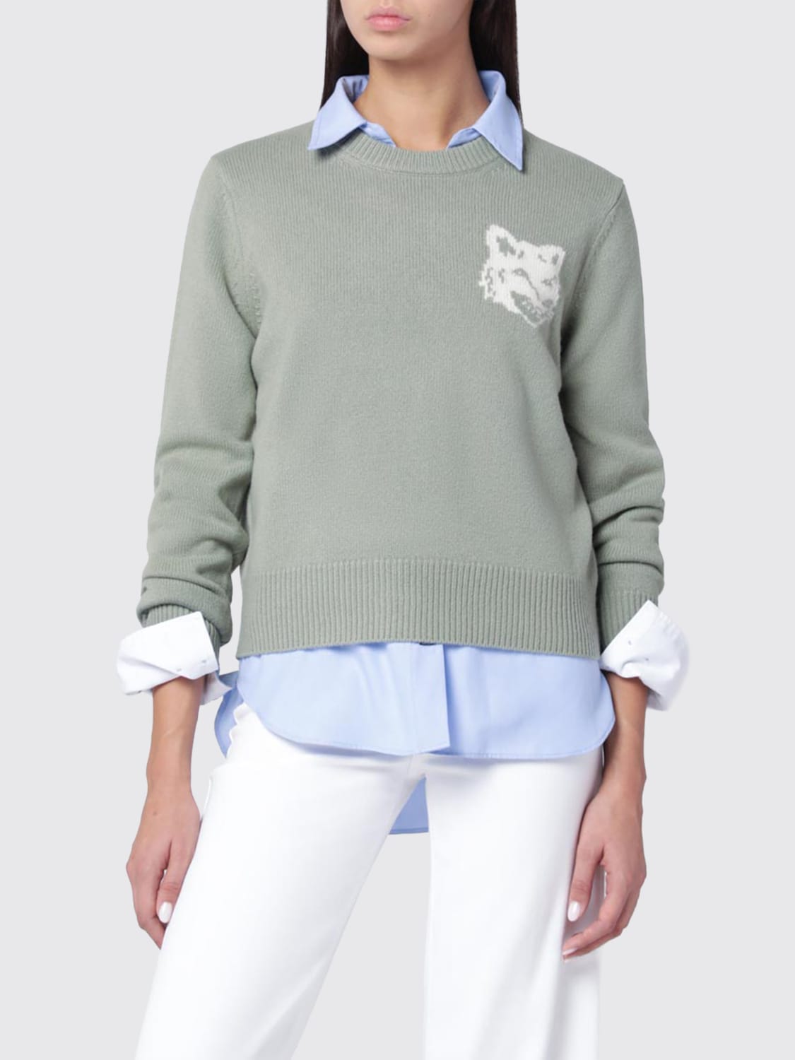 MAISON KITSUNÉ JERSEY: Jersey mujer Maison KitsunÉ, Verde - Img 1